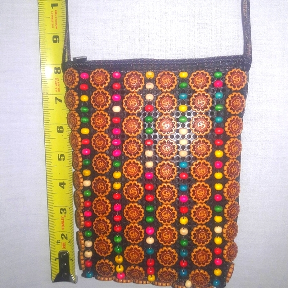 Vintage Crossbody Beaded Purse RARE Om Symbol Handmade Purse Cellphone Case HTF - Picture 12 of 12